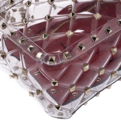 Pre Owned Valentino Clear PVC Medium Rockstud Spike Chain Shoulder Bag