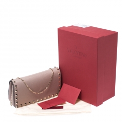 Pre Owned Valentino Poudre Leather Rockstud Chain Pouch