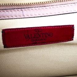 Pre Owned Valentino Beige Leather Rockstud Medium Glam Lock Flap Bag