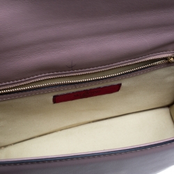 Pre Owned Valentino Beige Leather Rockstud Medium Glam Lock Flap Bag