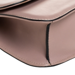 Pre Owned Valentino Beige Leather Rockstud Medium Glam Lock Flap Bag