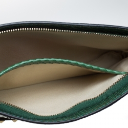 Pre Owned Valentino Green Python Rockstud Wristlet Clutch