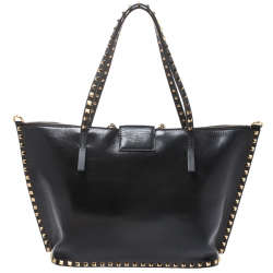 Pre Owned Valentino Black Leather Medium Rockstud Hype Tote 