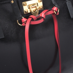 Pre Owned Valentino Black Leather Medium Rockstud Hype Tote 