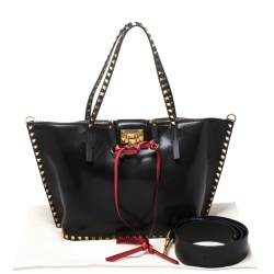Pre Owned Valentino Black Leather Medium Rockstud Hype Tote 