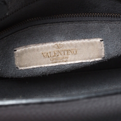 Pre Owned Valentino Grey Leather Rockstud Rolling Top Handle Bag