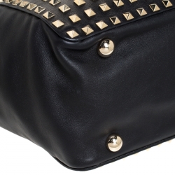 Pre Owned Valentino Black Leather Medium Rockstud Tote