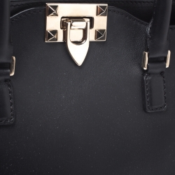 Pre Owned Valentino Black Leather Small Rockstud Trapeze Tote