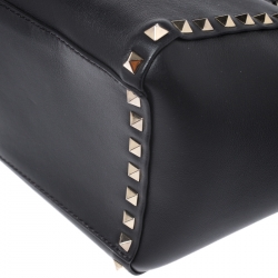 Pre Owned Valentino Black Leather Small Rockstud Trapeze Tote
