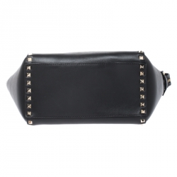 Pre Owned Valentino Black Leather Small Rockstud Trapeze Tote