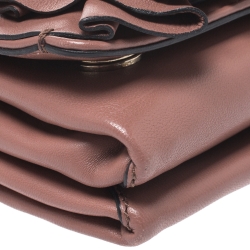 Pre Owned Valentino Old Rose Leather Petale Rose Shoulder Bag