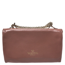 Pre Owned Valentino Old Rose Leather Petale Rose Shoulder Bag