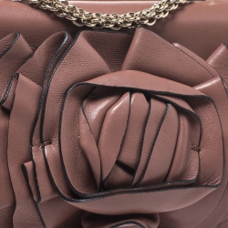 Pre Owned Valentino Old Rose Leather Petale Rose Shoulder Bag