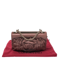 Pre Owned Valentino Old Rose Leather Petale Rose Shoulder Bag