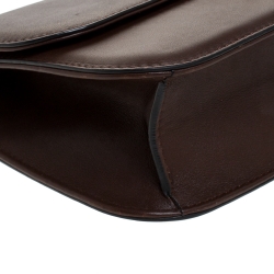 Pre Owned Valentino Dark Brown Leather Medium Rockstud Glam Lock Flap Bag