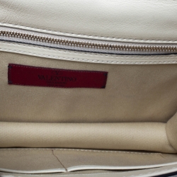 Pre Owned Valentino Neon Green/Cream Leather Rockstud Medium Glam Lock Flap Bag