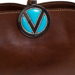 Pre Owned Valentino Brown Leather V Ring Shoulder Bag