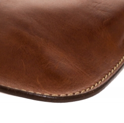 Pre Owned Valentino Brown Leather V Ring Shoulder Bag