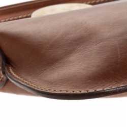 Pre Owned Valentino Brown Leather V Ring Shoulder Bag