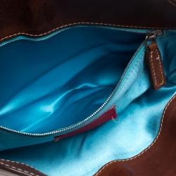 Pre Owned Valentino Brown Leather V Ring Shoulder Bag