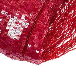 Pre Owned Valentino Red Sequins Beaded Tassel Shoulder Bag