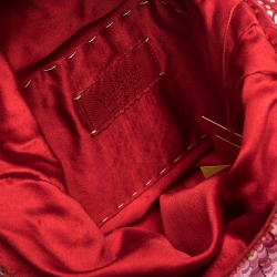 Pre Owned Valentino Red Sequins Beaded Tassel Shoulder Bag