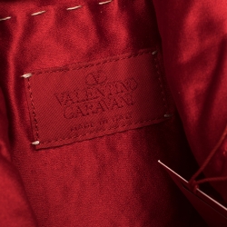 Pre Owned Valentino Red Sequins Beaded Tassel Shoulder Bag