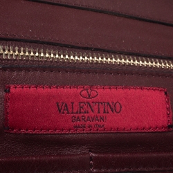 Pre Owned Valentino Burgundy Leather Medium Rockstud Tote