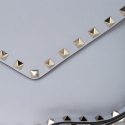 Valentino Grey Leather Rockstud Envelope Wristlet Clutch