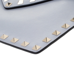 Valentino Grey Leather Rockstud Envelope Wristlet Clutch