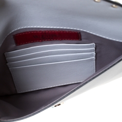 Valentino Grey Leather Rockstud Envelope Wristlet Clutch