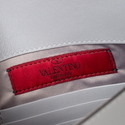 Valentino Grey Leather Rockstud Envelope Wristlet Clutch