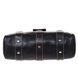 Pre Owned Valentino Black Leather Crystal Catch Satchel