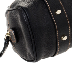 Pre Owned Valentino Black Leather Crystal Catch Satchel