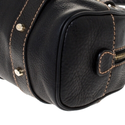 Pre Owned Valentino Black Leather Crystal Catch Satchel