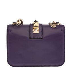 Pre Owned Valentino Purple Leather Mini Glam Lock Shoulder Bag