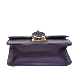 Pre Owned Valentino Purple Leather Mini Glam Lock Shoulder Bag
