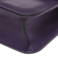 Pre Owned Valentino Purple Leather Mini Glam Lock Shoulder Bag