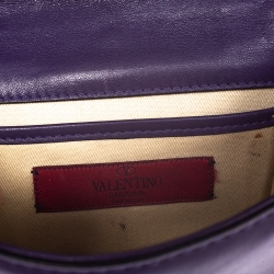 Pre Owned Valentino Purple Leather Mini Glam Lock Shoulder Bag