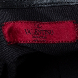 Pre Owned Valentino Black Leather Rockstud Large Wristlet Pouch