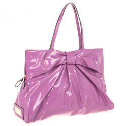 Pre Owned Valentino Fuchsia Patent Bow Bag 