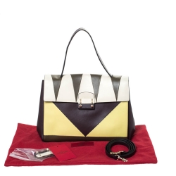 Pre Owned Valentino Multicolor Leather  Colourblock Top Handle Bag