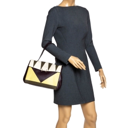 Pre Owned Valentino Multicolor Leather  Colourblock Top Handle Bag