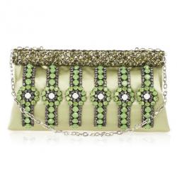 Pre Owned Valentino Gray Poudre Nappa Glam Framed Clutch