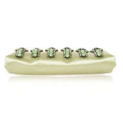 Pre Owned Valentino Gray Poudre Nappa Glam Framed Clutch