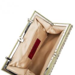 Pre Owned Valentino Gray Poudre Nappa Glam Framed Clutch