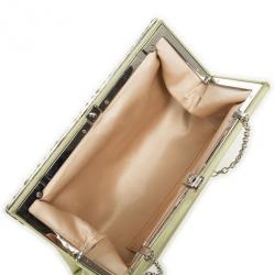 Pre Owned Valentino Gray Poudre Nappa Glam Framed Clutch