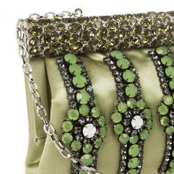 Pre Owned Valentino Gray Poudre Nappa Glam Framed Clutch