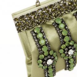 Pre Owned Valentino Gray Poudre Nappa Glam Framed Clutch