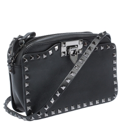Pre Owned Valentino Leather Small Rockstud Camera Crossbody Bag